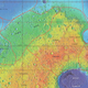 La región de Arabia Terra. Los volcanes ientificados están en su margen superior, lindantes con la llanura.